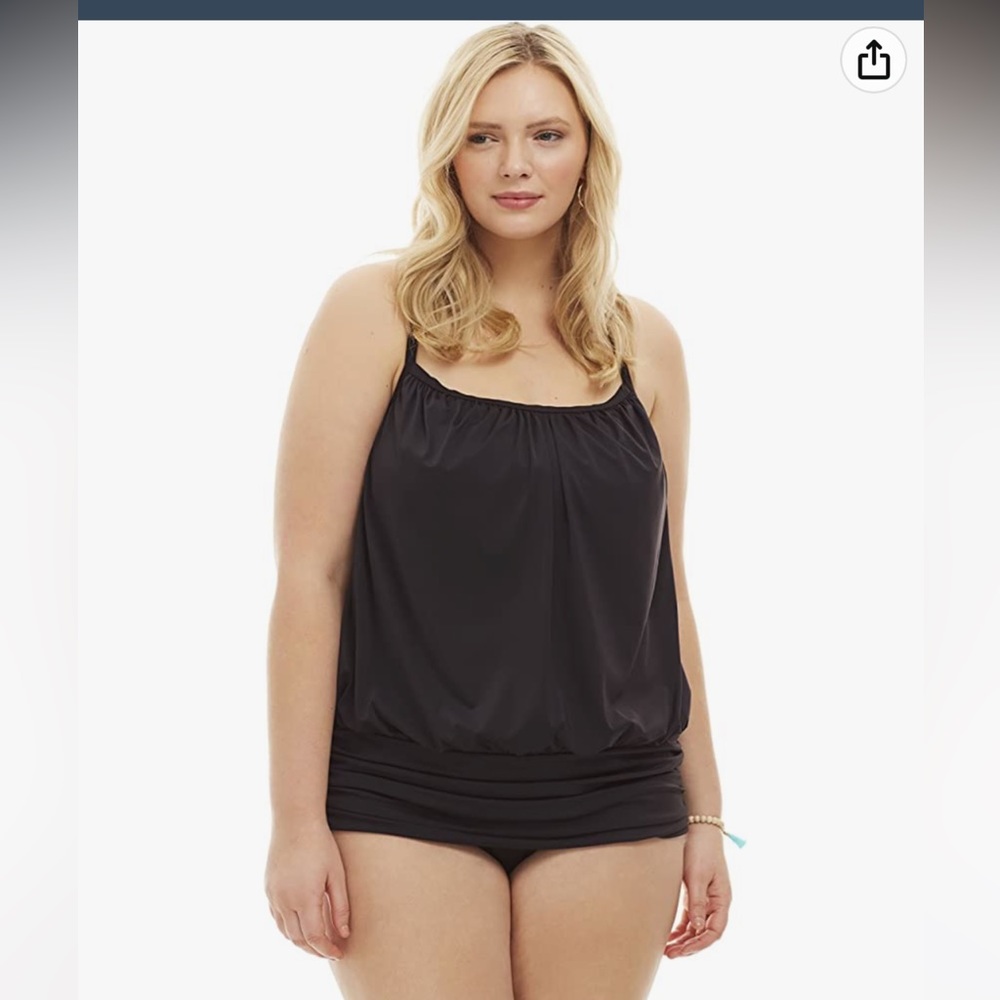 Always For Me Women's Plus Size Racerback Blouson Two Piece Tankini Set